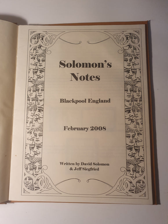 David Solomon and Richard Siegfried - Solomon's Notes