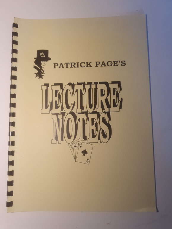Patrick Page - Lecture Notes