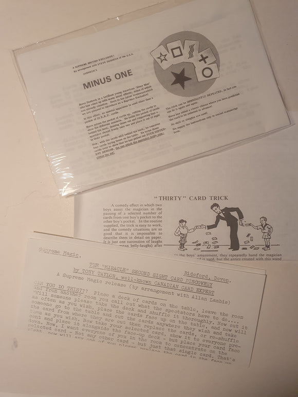 Duschek; Tony Taylor;  Edward Victor - Instructions for three card routines from Supreme