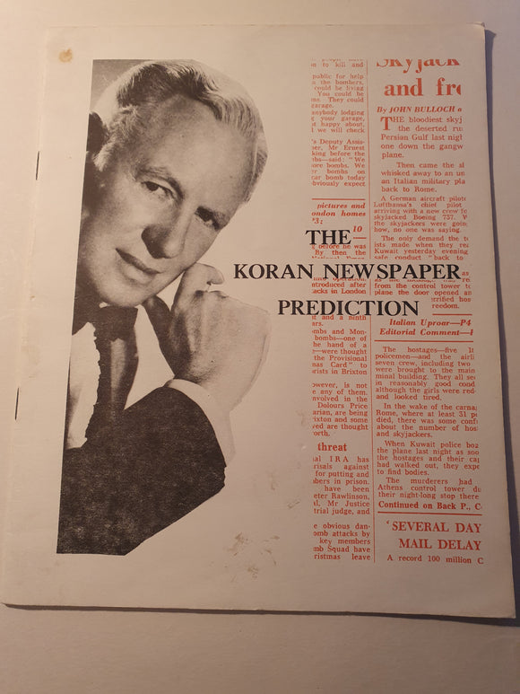 Ken de Courcy - The Koran Newspaper prediction