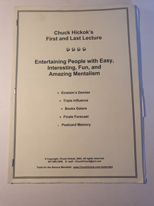Chuck Hickok - First and Last Lecture - Entertaining People with  Amazing Mentalism