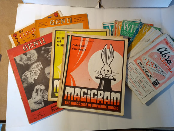Magic magazine collection from 1940-1980 (27 issues) ;  Abracadabra,Wizard, Genii, Magigram, The Conjuror's - Goodliffe, Armstrong et al